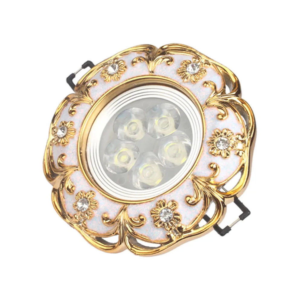 European Gold Garland Laciness White Led Downlights For Ceilings Kitchen Living Room Loft 5W 7W 7.5Cm Hole Indoor Recessed Lamp