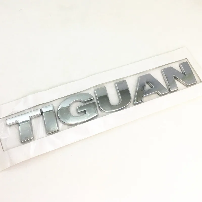 Silver -TIGUAN- Черный/серебристый TIGUAN автомобильный задний бампер багажник Английский алфавит буквы эмблема наклейка значок наклейка логотип для автомобильного стайлинга авто аксессуары - Название цвета: Silver -TIGUAN-