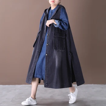 

SuperAen Spring 2020 New Denim Sleeveless Vests Coat Women Korean Style Pluz Size Ladies Vests Solid Color Hooded Women Clothing