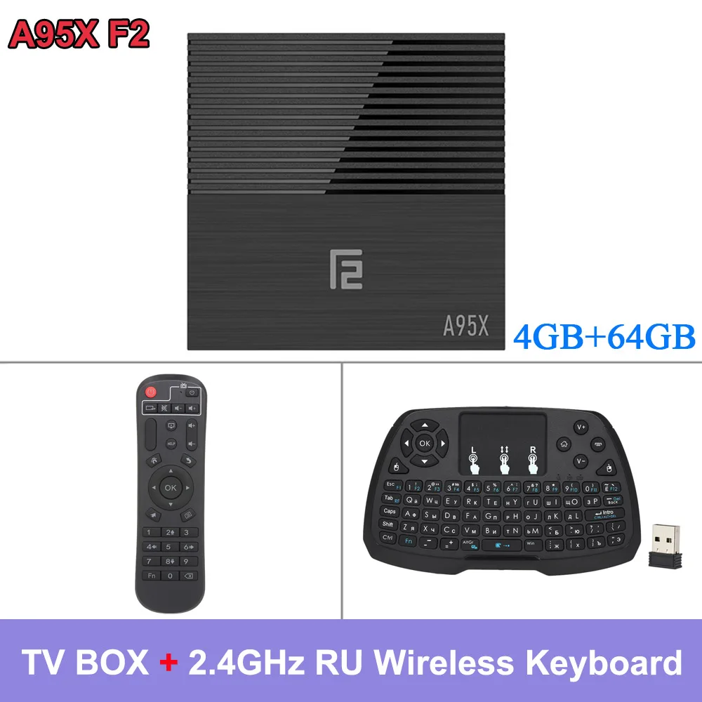 A95X F2 Android tv Box 4 Гб+ 32 ГБ/64 ГБ Android 9,0 телеприставка Cortex-A53 четырехъядерный H.265 4K VP9 2,4G WiFi HD Смарт медиаплеер - Цвет: 4G 64G RU Keyboard