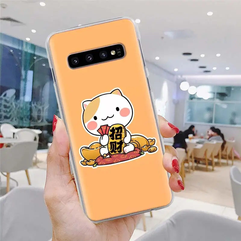 Манеки Неко Монета на удачу кошка телефонные чехлы для samsung Galaxy S10e S10 Note 10 Plus S8 S9 Plus 9 8 S6 S7 Edge жесткий чехол