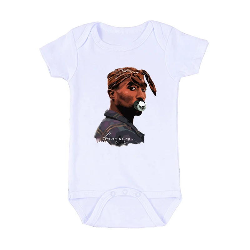 2020 Infant Newborn Bodysuits Baby Tupac 2pac Hip Hop Swag Print Short Sleeve Romper Fashion Jumpsuit Outfits Boys Girls Clothes 5