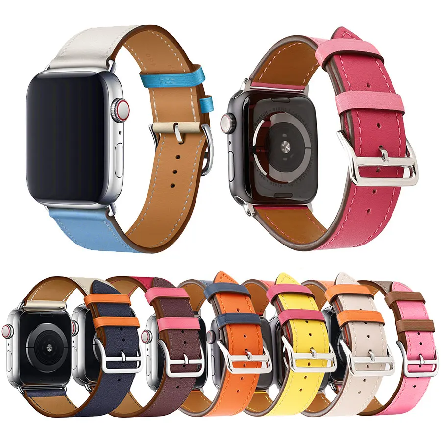 Ремешок из натуральной кожи для Apple Watch 42 мм 44 серия 5 4 3 2 1 высококачественный
