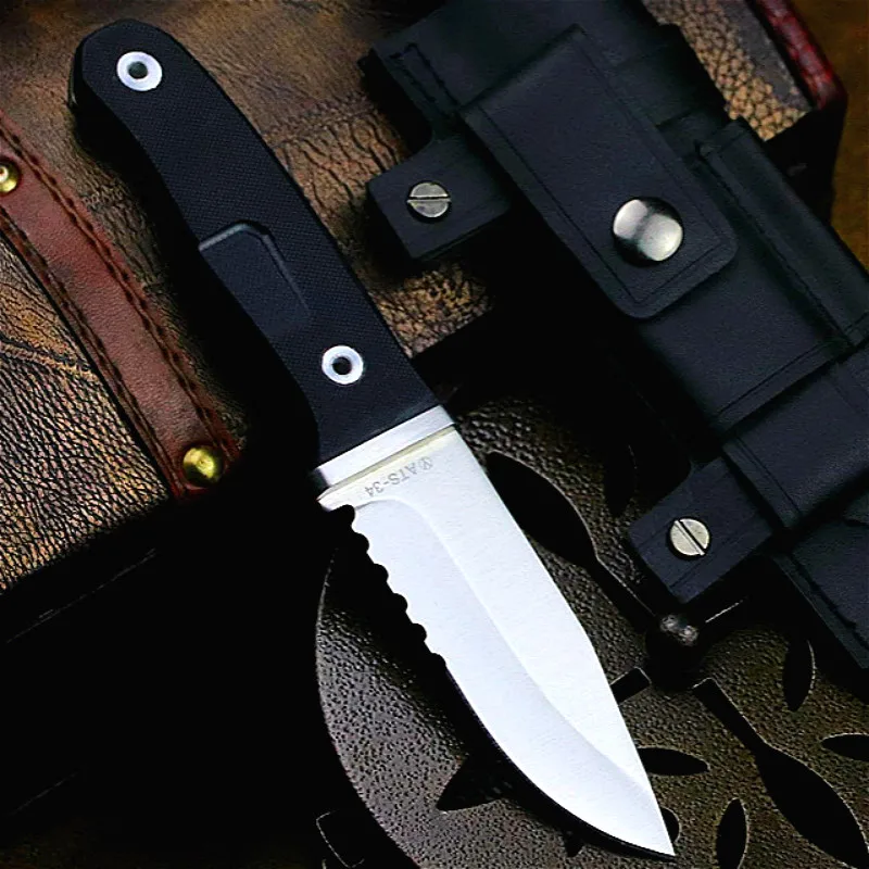 Уличный тактический прямой нож из АБС-пластика с черной ручкой высокопрочный 440