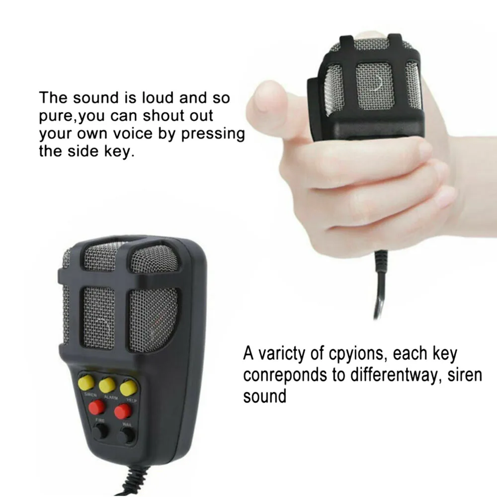 12V 100W 120-150dB 7 Sound Car Electronic Warning Siren Motorcycle Alarm Firemen Ambulance Loudspeaker with MIC for Car