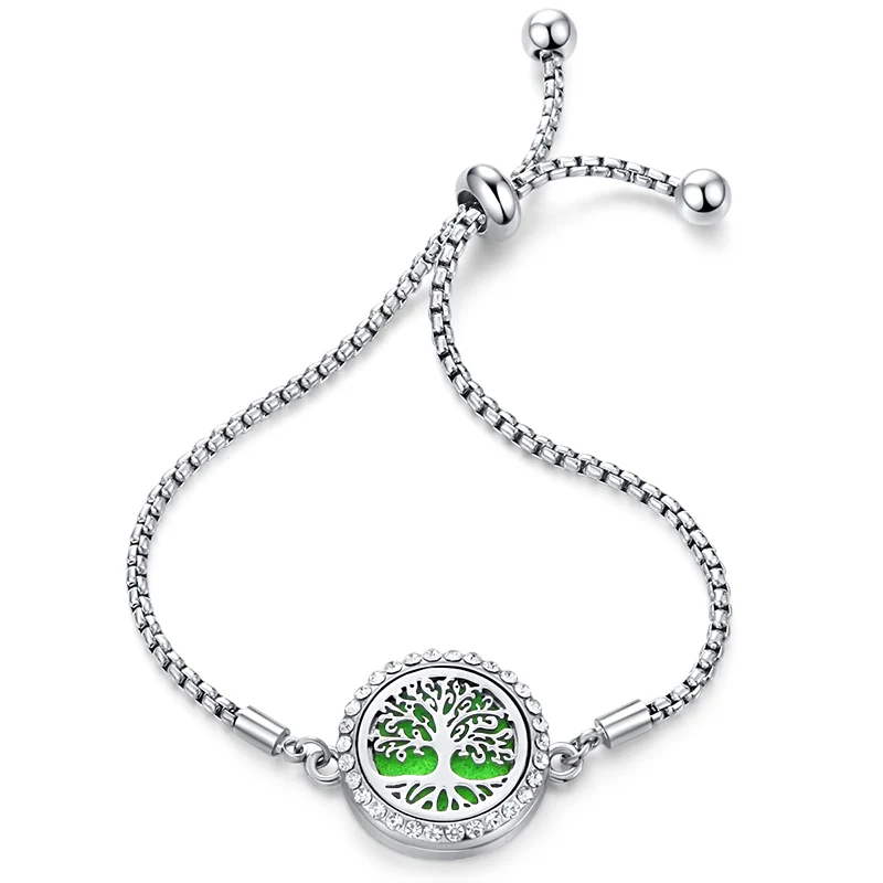 Древо жизни хрустальный медальон с ароматом браслет духи эфирное масло диффузор браслет из нержавеющей стали модный Шарм Циркон ювелирные изделия