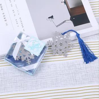 

(10pcs/lot)FREE SHIPPING+Winter Wedding Favors Silver Snowflake Bookmark Birthday Party Giveaways For Guest