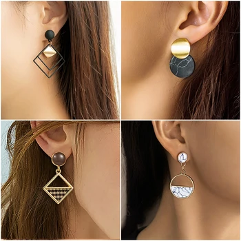 

X&P Korean Statement Acrylic Drop Earrings for Women 2020 Fashion Jewelry Vintage Geometric Gold Black Dangle Hanging Earring