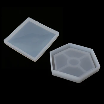 

2 Sets Hexagon Square Silicone Mold for Polymer Clay Crafting, Soap Making, Resin Epoxy, Jewelry Making Moulds Tool