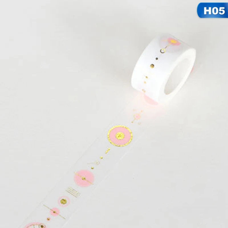 Golden Pink Foil Paper Washi Tape Set Japanese Scrapbooking Decorative Can TearTapes For Photo Album Home Decoration - Цвет: 5
