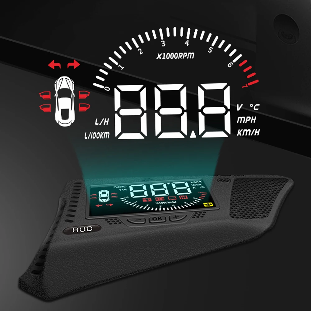 HUD Auto Car Head Up Display Windshield Speed Projector Security Alarm Overspeed RPM Voltage For VW Volkswagen T-Roc 2017-2020