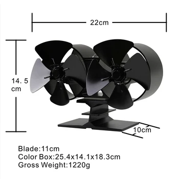 

Double Motor Stove Fan Fire Heat Powered Wood Burner Home Fireplace Accessory