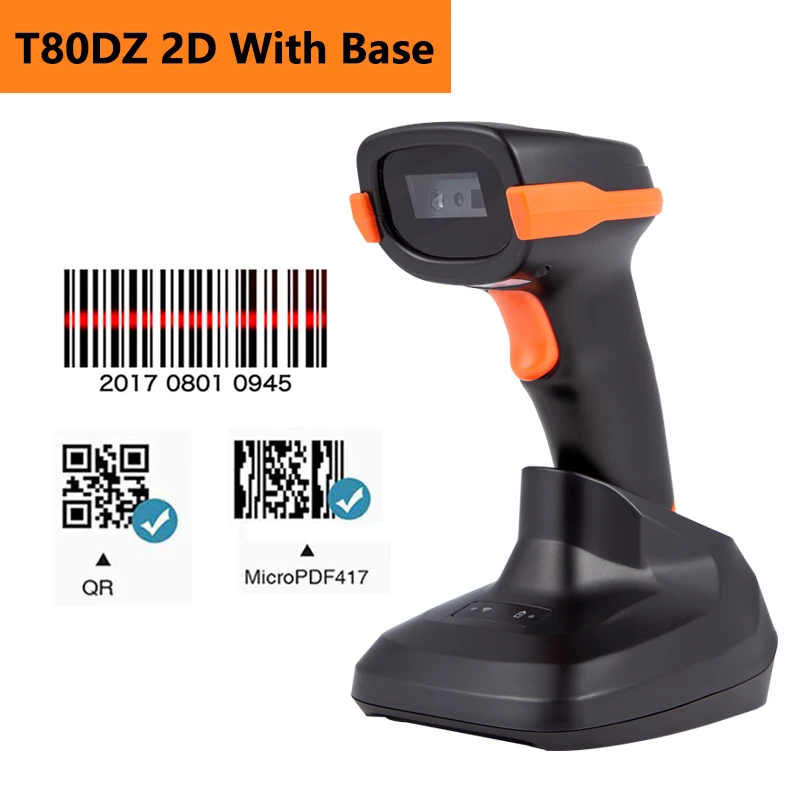 WirelessBarcodeScannerwithCradle1D2DQRLaserBluetoothBarCode