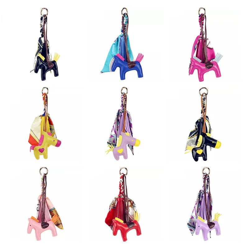 

Just Tao! Bags accessory Woman Handbags Charms PU horse with scarf Tassel Pony unicorn garniture for bags decoration JTA001-1