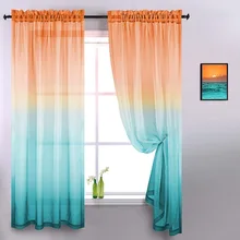 Colorful Rainbow Gradient Tulle Transparent Curtains for Living Room Bedroom Kitchen Sheer Curtains Home Decor Window Drapes