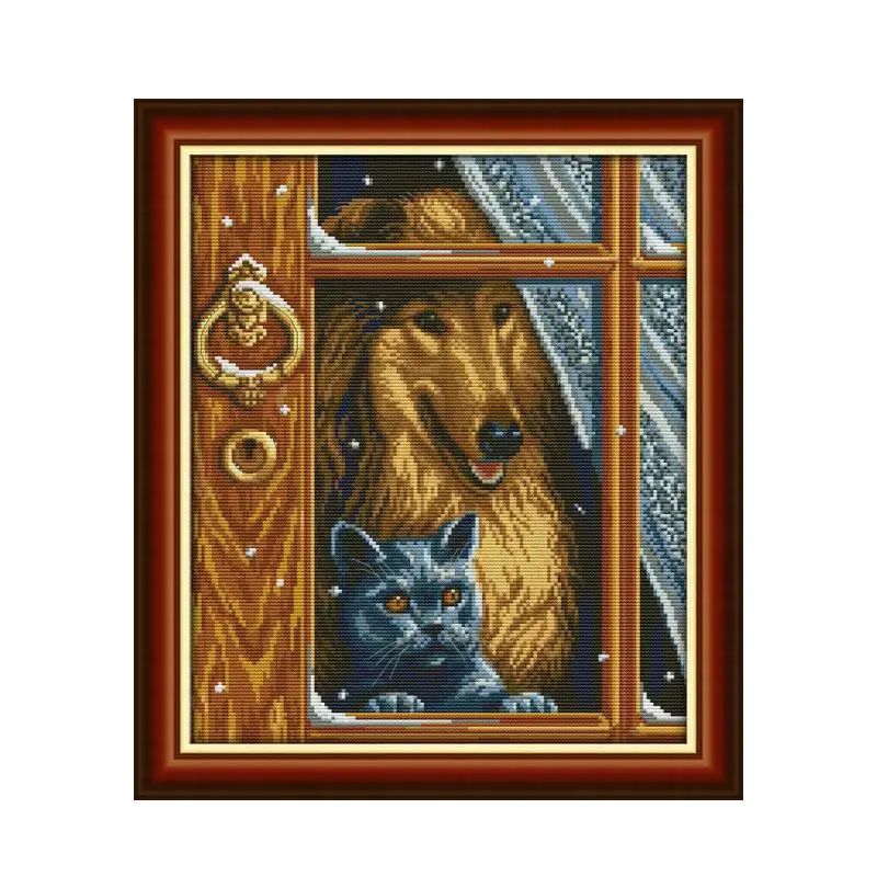 Inside the window cross stitch kit aida 14ct 11ct count print canvas stitches needlework embroidery DIY handmade | Дом и сад