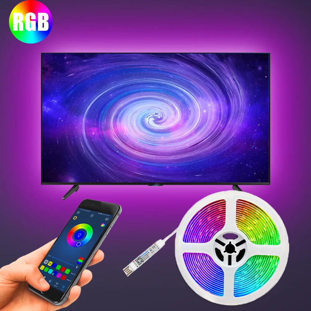 Светодиодная светильник лента гибкая лампа RGB5050 для фона телевизора письменного
