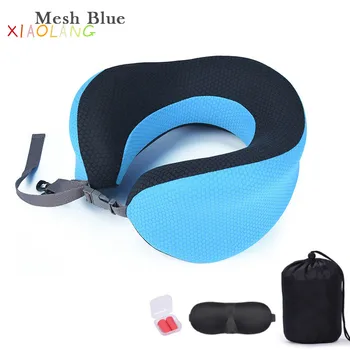 

Foldable Adjustable U Shape Travel Pillow with Eyemask Eerplug Slow Rebound Memory Foam Office Home Nap Neck Pillow Car Aircraft