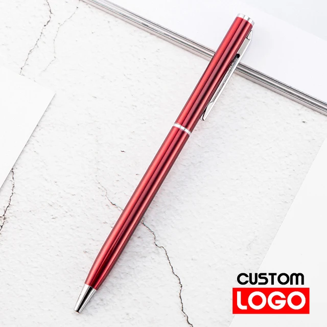 New Metal Ballpoint Pen Rose Gold Pen Custom Logo Advertising Ballpoint Pen  Lettering Engraved Name School&office Supplies Red wine
