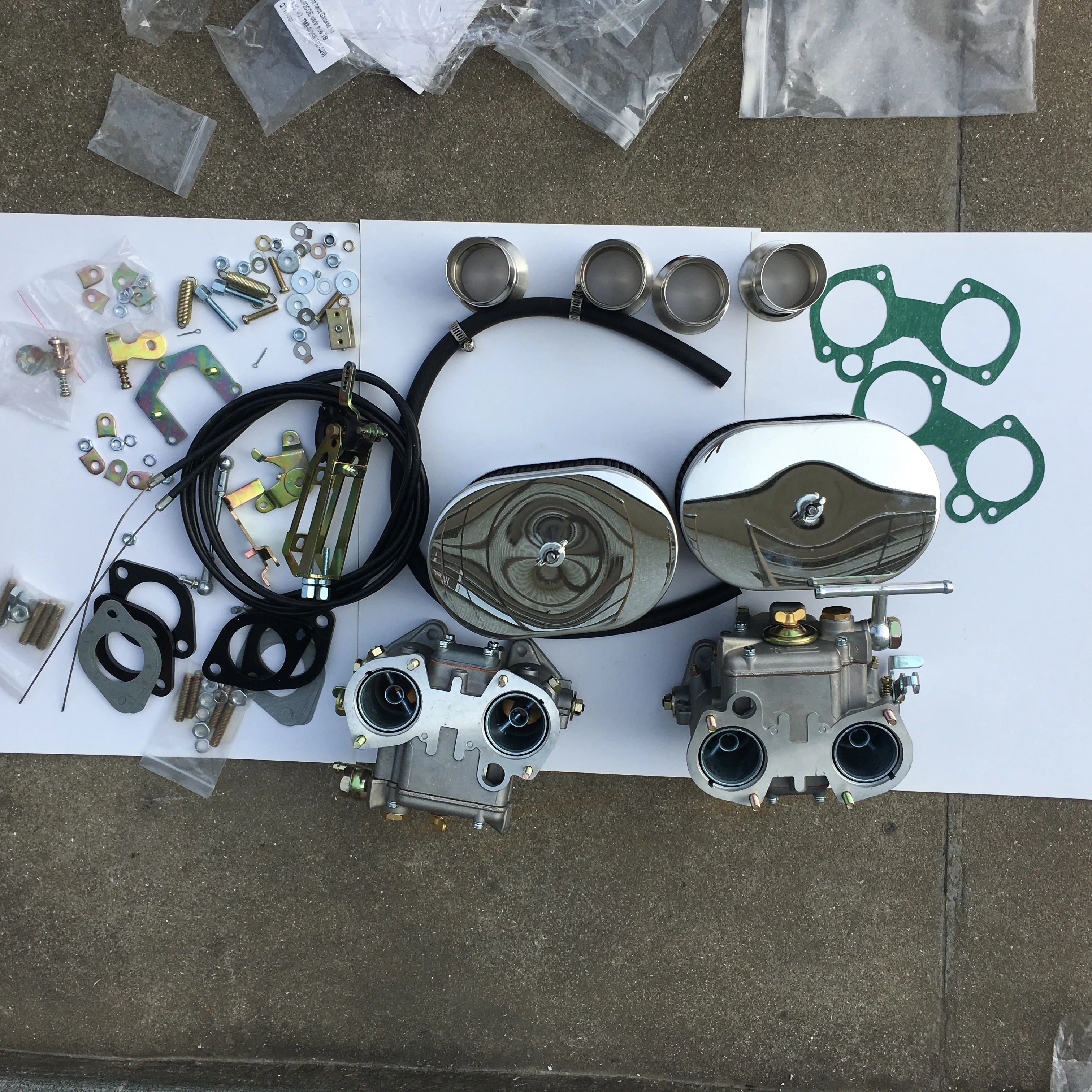 

SherryBerg TWIN FAJS Dual carb 40DCOE Replace Weber Carburetor kit for VW TOYOTA BMW Golf Benz linkage kit air filter
