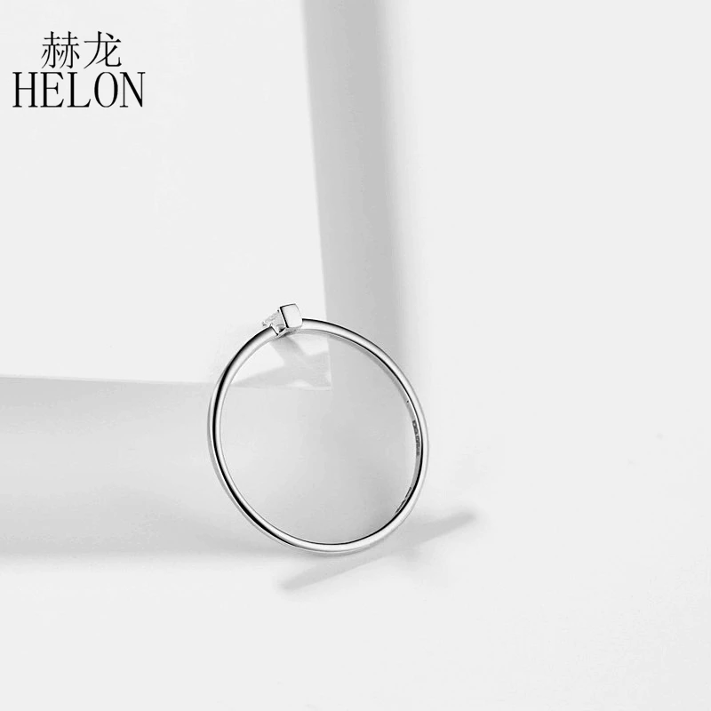 HELON Solid 14K белое золото багет огранка 0.05CT SI/H натуральный бриллиант обручальное кольцо для женщин модное ювелирное изделие