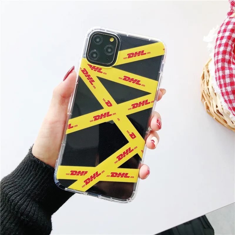 Роскошный дизайнерский прозрачный чехол с желтыми буквами для iphone XS 11 Pro MAX XR X 7 8 6 6S plus Модный Полосатый белый чехол для телефона kilifi Etu