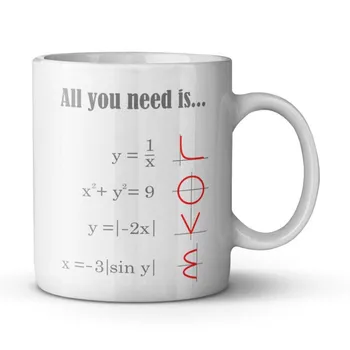 

Smart Design Math Style LOVE Pattern All you need is LOVE Ceramic Coffee White Mug (11 Ounce) Tea Cup - Best Gift For Birthday