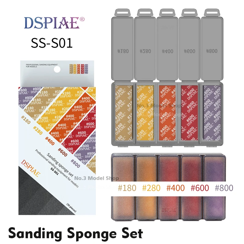 Model Tools Sanding Sponge Tool DSPIAE Sanding Sponge Set Containing Storage Boxes Professional Polishing Equipment For Gundam Hobby Model Making DIY Tools