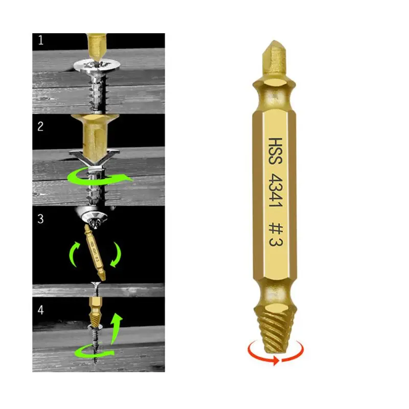 6 ks defekt lodní šroub extractor rychlost vyndat vrtačka bitech nářadí dvojitý strana odolný defekt šroub odstraňovač lodní šroub vysoký pevnost příslušenství