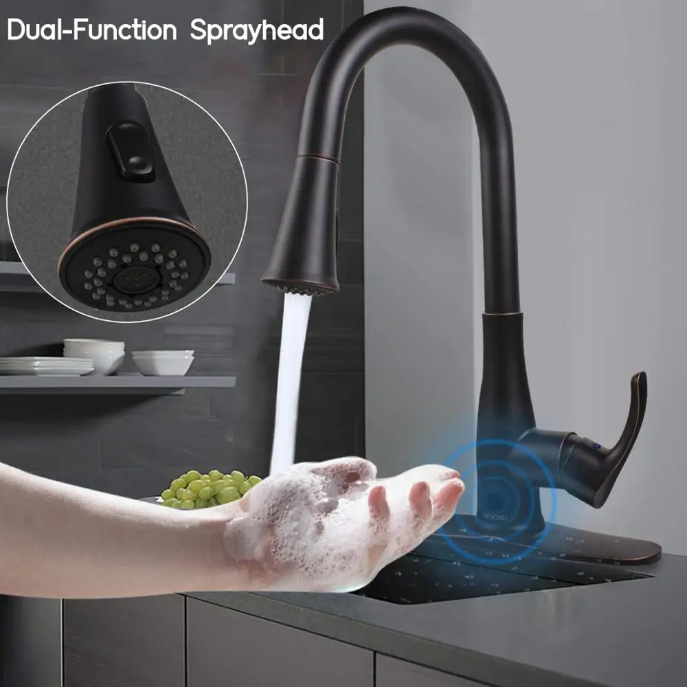Сенсорный двухрежимный кухонный кран выдвижной боковой распылитель Двойная