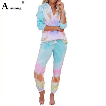 

Aimsnug Hoodies Pajamas Women Sets 2020 Autumn Ladies Elastic Waist Lounge Wear Mujer Pijama Sleepwear Nightwear Pants Top Femme