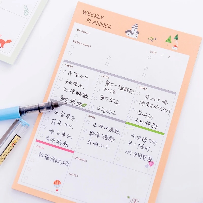 12,5*18,8 см блокнот для заметок наклейки Kawaii канцелярские принадлежности портативный блокнот для планирования креативный большой Еженедельный блокнот для отрыва