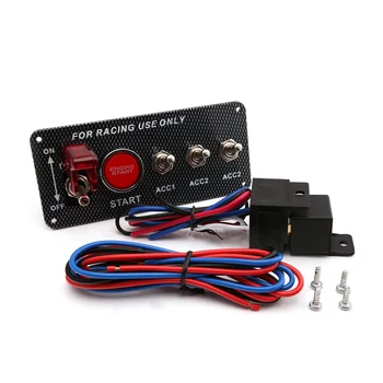 

Hot Carbon Fibre Panel Toggle Switch Ignition Engine Start Push Starter Button for Racing Car 12V/20A Panel
