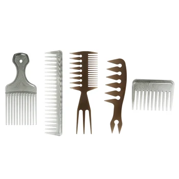 

5Pcs/Set Wide Teeth Comb Fork Comb Large Tooth Men Oil Afro Hairdressing Brush Salon Hair Styling Tools Barber Accessory