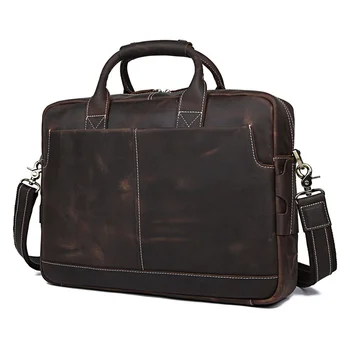 

Men's bag Crazy Horse Leather Handbags Briefcases Large Capacity Laptop Bag Leather Business Casual Shoulder Messenger Bag 7417R