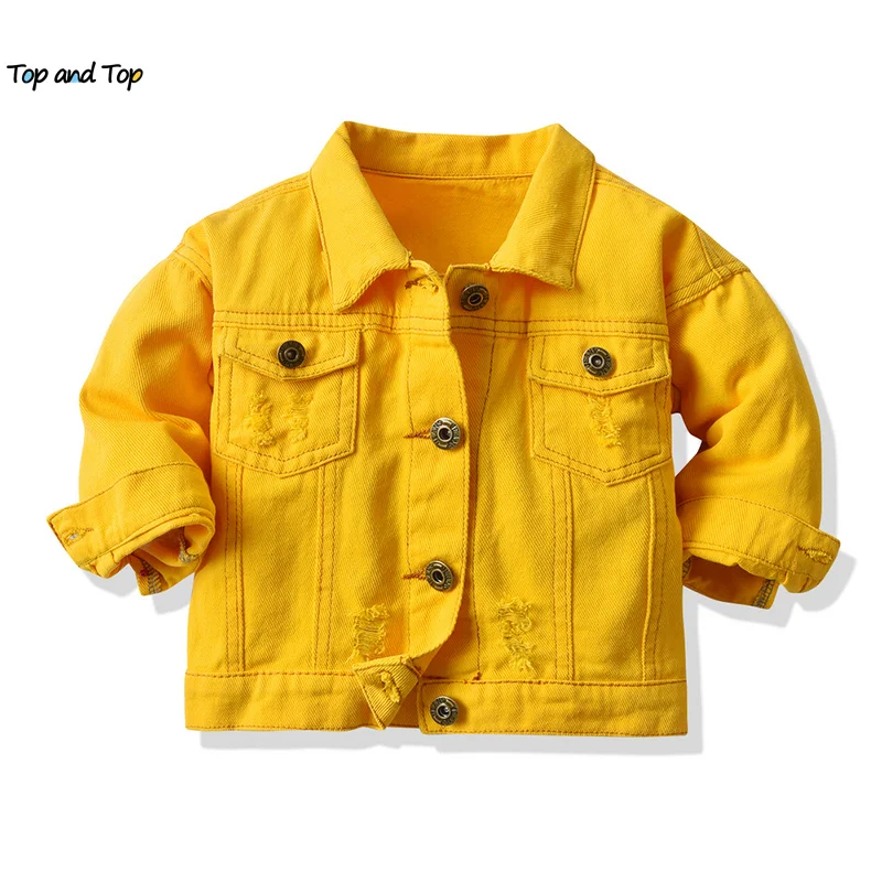 top and NEW Spring Autumn Toddler Boys Girls Buttons Down Denim Jackets Infant Casual Ripped Outerwear Coats Windbreaker Top | Детская
