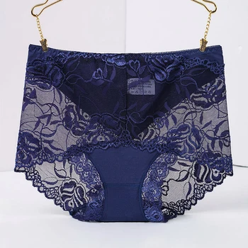 

2019 New Sexy Lace Ultra Thin Panties Women Fashion Briefs For Women Breathable Ladies Underwear Mid-Waist Modal Girls Lingerie