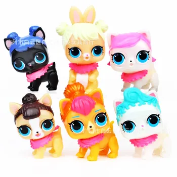 

6pcs / set lol surprise doll 3 generation cute water sprayable pet dog doll Action Figures Anime for Kids toys for girls