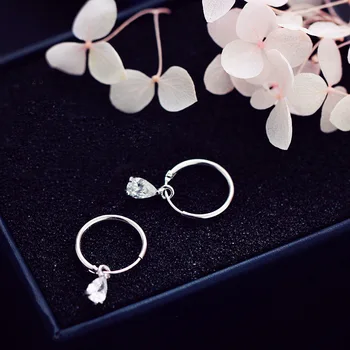 

Silver Austria Crystal Earring 925 Silver Clip Dangle Earrings For Woman Girl Charm Pierced On Ear Fashion Jewelry