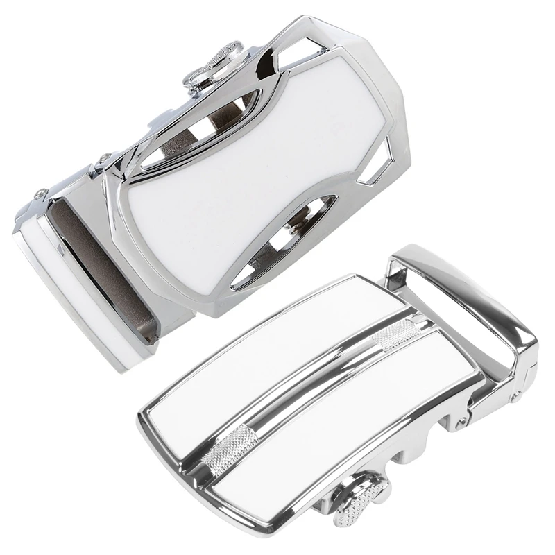 

Men'S Solid Buckle Automatic Ratchet Leather Belt Buckle Silver , Hollow & in the Middle with an