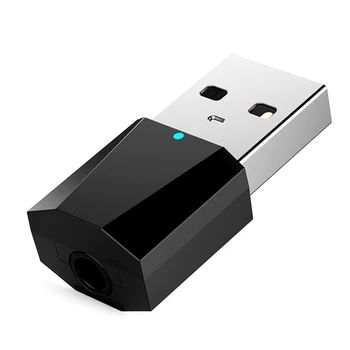 

DC 5V USB Black Wireless Bluetooth 4.2 Audio Stereo Receiver for 3.5mm Car AUX Speaker Headphone blue LED indicator