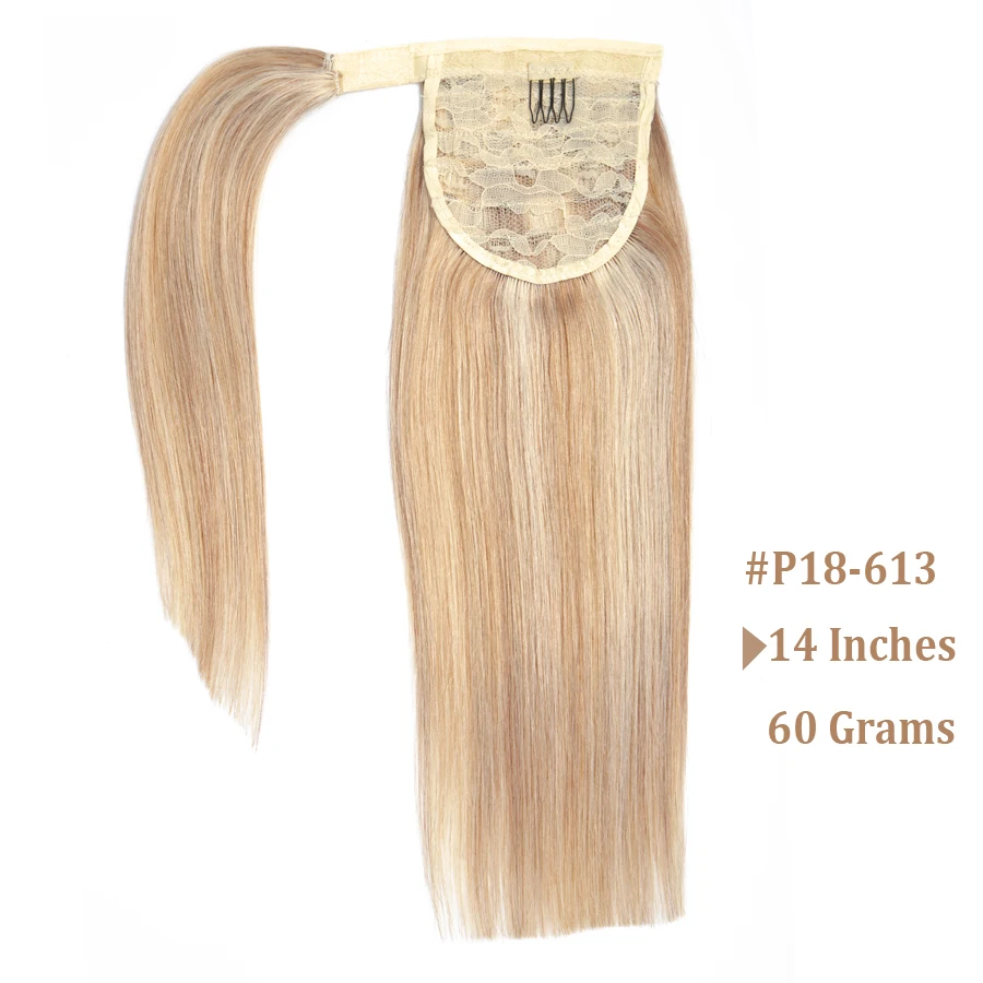 MRSHAIR 22 Inches Blonde Human Hair Ponytails Extensions 120grams Brown Hair Clip In Hair Extensions Tail Non-Remy Hair