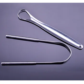 

2Pc Tongue Scraper Stainless Steel Reusable Portable Oral Cleaner Fresher Brush for Kids Adults