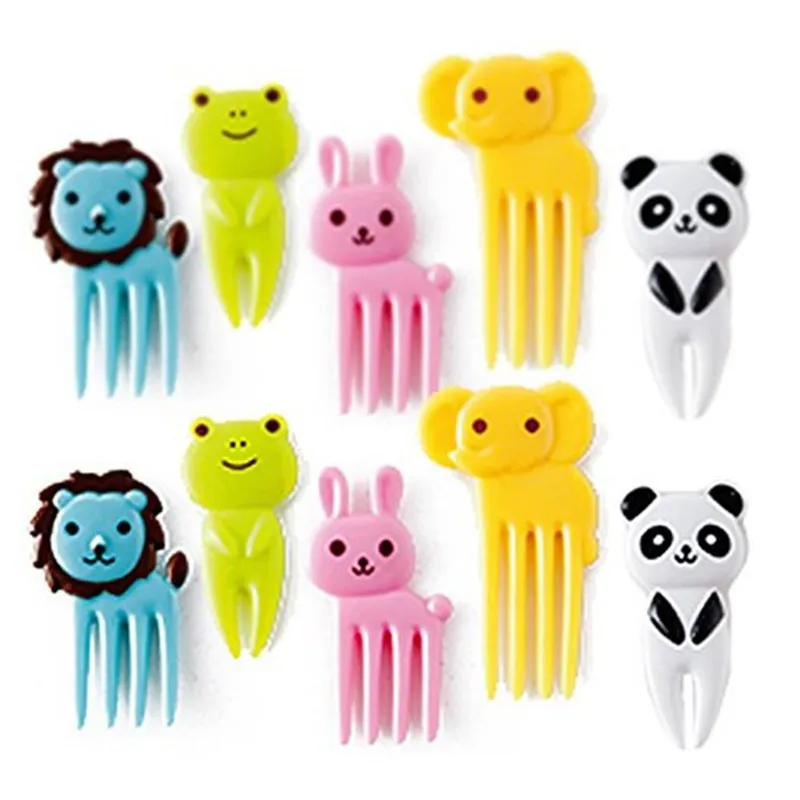 

10pcs/pack Animal Farm Fruit Fork Mini Cartoon Children Snack Cake Dessert Pick Toothpick Bento Lunches Party Decoration