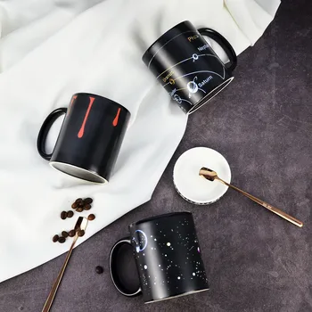 

Creative Hot Magic Mug Hot Cold Color Changing Ceramic Mug Milk Coffee Tea Cup Star Solar System Creative Gifts Drinkware 330ml