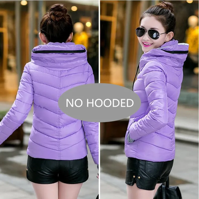 No Hooded--Purple Новое Женское модное пальто зимняя куртка женская верхняя одежда короткая стеганая куртка Женская парка с подкладкой Женское пальто - Цвет: No Hooded--Purple