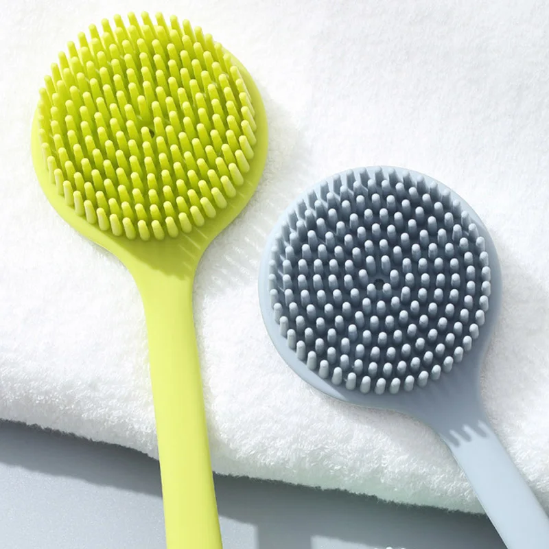 

Bathroom Supplies Multi-Function Massage Bath Cleaning Brush Anti-slip Double Sided Portable Bath Brush Long Handle Silicone