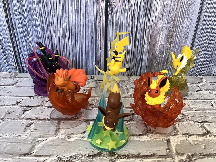 6 шт./компл. Покемон Пикачу Flareon Eevee Литтен аниме Рисунок Модель игрушка в подарок для детей