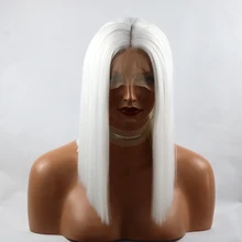 Фэнтези, ручная вязка, блонд, белый, короткий Боб, высокая температура, волокно, жаростойкий, без клея, синтетический парик на кружеве для всех женщин