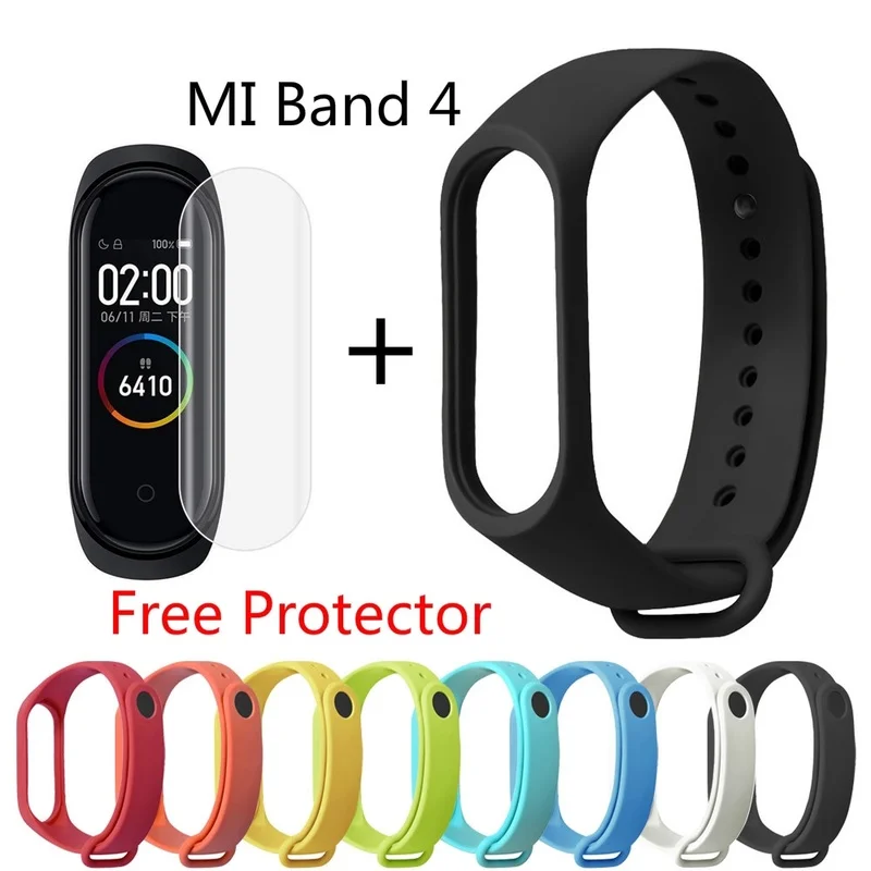 Для Xiaomi MI Band 4 Ремешок Браслет Miband замена силиконовый ремешок на запястье +